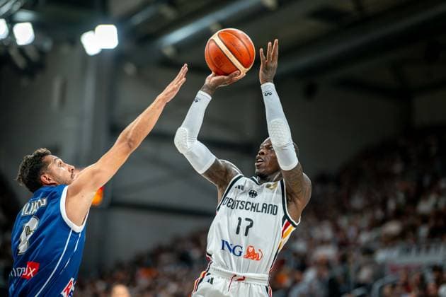 Basketball Bamberg 06.07.2026.2026 FIBA World Cup Qualifier Qualifikation zur Weltmeisterschaft 2027 Deutschland (GER) - Zypern (CYP) Dennis Schröder Schroeder (Deutschland, No.17) Schröder Schroder Stefanos Iliadis (Zypern, No.06) *** Basketball Bamberg July 6, 2026 2026 FIBA World Cup Qualifier Qualification for the 2027 World Cup Germany GER Cyprus CYP Dennis Schröder Schroeder Germany, No. 17 Schröder, Schroder, Stefanos Iliadis, Cyprus, No. 06