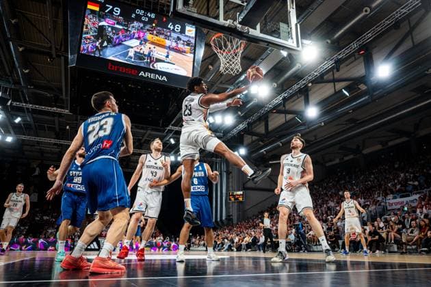 Basketball Bamberg 06.07.2026.2026 FIBA World Cup Qualifier Qualifikation zur Weltmeisterschaft 2027 Deutschland (GER) - Zypern (CYP) Kostja Mushidi (Deutschland, No.29) *** Basketball Bamberg July 6, 2026 2026 FIBA World Cup Qualifier Qualification for the 2027 World Cup Germany GER Cyprus CYP Kostja Mushidi Germany, No. 29