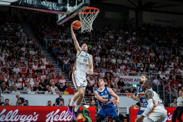 Basketball Bamberg 06.07.2026.2026 FIBA World Cup Qualifier Qualifikation zur Weltmeisterschaft 2027 Deutschland (GER) - Zypern (CYP) Malte Delow (Deutschland, No.20) *** Basketball Bamberg July 6, 2026 2026 FIBA World Cup Qualifier Qualification for the 2027 World Cup Germany GER Cyprus CYP Malte Delow Germany, No. 20