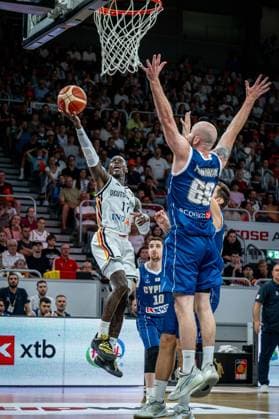 Basketball Bamberg 06.07.2026.2026 FIBA World Cup Qualifier Qualifikation zur Weltmeisterschaft 2027 Deutschland (GER) - Zypern (CYP) Dennis Schröder Schroeder (Deutschland, No.17) Schröder Schroder Ioannis Giannaras (Zypern, No.10) Roberto Mantovani (Zypern, No.69) *** Basketball Bamberg July 6, 2026 2026 FIBA World Cup Qualifier Qualification for the 2027 World Cup Germany GER Cyprus CYP Dennis Schröder Schroeder Germany, No. 17 Schröder Schroder Ioannis Giannaras Cyprus, No. 10 Roberto Mantovani Cyprus, No. 69