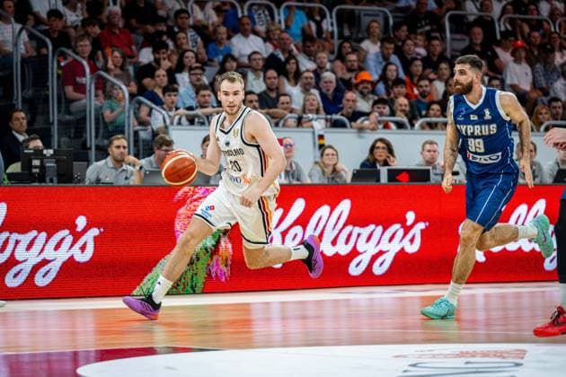 Basketball Bamberg 06.07.2026.2026 FIBA World Cup Qualifier Qualifikation zur Weltmeisterschaft 2027 Deutschland (GER) - Zypern (CYP) Malte Delow (Deutschland, No.20) *** Basketball Bamberg July 6, 2026 2026 FIBA World Cup Qualifier Qualification for the 2027 World Cup Germany GER Cyprus CYP Malte Delow Germany, No. 20