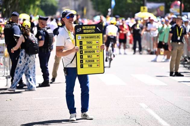 Tour de France 2026 Stage 4 FOIX, FRANCE - JULY 07 : illustration picture « interview requests » during stage 4 of the 113rd edition of Tour de France an UCI World Tour 2.UWT cycling road race stage for Men Elite of 182 km with start in Carcassonne and finish in Foix on July 7, 2026 in Foix, France, 07 07 2026 Foix France  Copyright: xTomasxSiskx