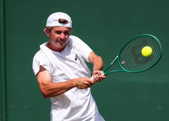 Flynn Thomas (SUI), Jungen Einzel, Boys Singles Tennis - Wimbledon 2026 - Grand Slam ITF ATP, Tennis Herren WTA, Tennis Damen - AELTC - London - - Great Britain - 7 July 2026. *** Flynn Thomas SUI, Boys Singles, Wimbledon 2026 Grand Slam ITF ATP WTA AELTC London, Great Britain, July 7, 2026 Copyright: xJuergenxHasenkopfx