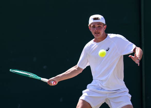 Flynn Thomas (SUI), Jungen Einzel, Boys Singles Tennis - Wimbledon 2026 - Grand Slam ITF ATP, Tennis Herren WTA, Tennis Damen - AELTC - London - - Great Britain - 7 July 2026. *** Flynn Thomas SUI, Boys Singles, Wimbledon 2026 Grand Slam ITF ATP WTA AELTC London, Great Britain, July 7, 2026 Copyright: xJuergenxHasenkopfx