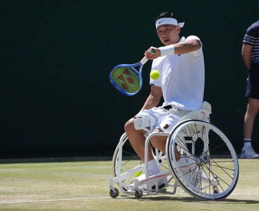 Tennis - 2026 Wimbledon Championships - Day Eight (Week Two) - All England Lawn Tennis & Croquet Club, London - Tuesday 7th July 2026 Court 3 : Mens Wheelchair : Gordon Reid (GBR) v Tokito Oda (JPN) Tokito Oda (JPN) COLORSPORT ANDREW COWIE 