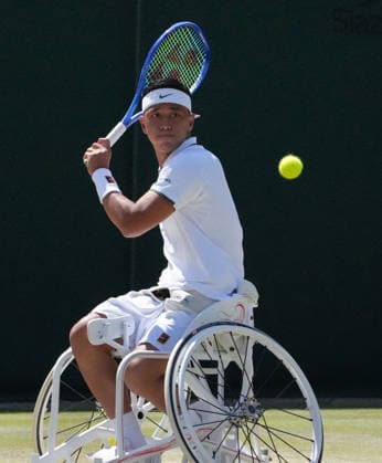 Tennis - 2026 Wimbledon Championships - Day Eight (Week Two) - All England Lawn Tennis & Croquet Club, London - Tuesday 7th July 2026 Court 3 : Mens Wheelchair : Gordon Reid (GBR) v Tokito Oda (JPN) Tokito Oda (JPN) COLORSPORT ANDREW COWIE 