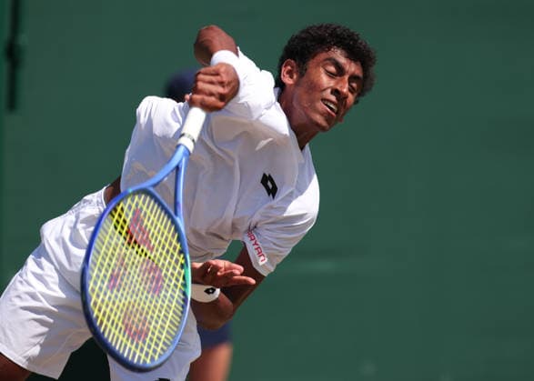 Arnav Vijay Paparkar (IND) Jungen Einzel, Boys Singles Tennis - Wimbledon 2026 - Grand Slam ITF ATP, Tennis Herren WTA, Tennis Damen - AELTC - London - - Great Britain - 7 July 2026. *** Arnav Vijay Paparkar IND Boys Singles, Boys Singles Tennis Wimbledon 2026 Grand Slam ITF ATP WTA AELTC London, Great Britain, July 7, 2026 Copyright: xJuergenxHasenkopfx