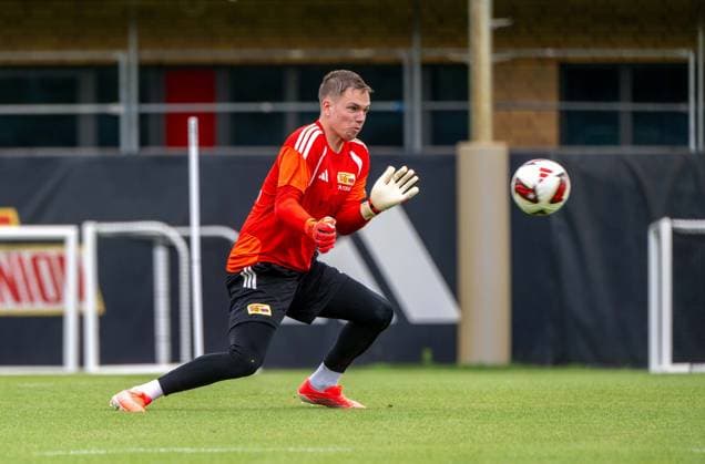Fußball, Herren, Saison 2026 2027, 1. Bundesliga, 1. FC Union Berlin, Training auf Trainingsplatz II, Torwart Matheo Raab (1. FC Union Berlin), 07.07. 2026, *** Soccer, Men s, 2026–2027 Season, Bundesliga 1, 1. FC Union Berlin, Practice on Training Field II, Goalkeeper Matheo Raab of 1. FC Union Berlin, July 7, 2026, Copyright: xMatthiasxKochx