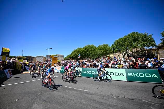 Tour de France 2026 Stage 4 FOIX, FRANCE - JULY 07 : illustration picture of the start during stage 4 of the 113rd edition of Tour de France an UCI World Tour 2.UWT cycling road race stage for Men Elite of 182 km with start in Carcassonne and finish in Foix on July 7, 2026 in Foix, France, 07 07 2026 Foix France  Copyright: xTomasxSiskx