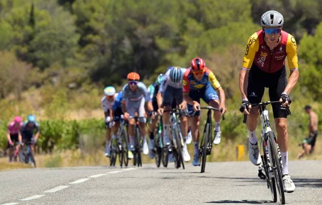 Cofidis riders pictured during the breakaway at stage 4 of the 2026 Tour de France cycling race, a stage of 181,9km from Carcassonne to Foix, on Tuesday 07 July 2026. The 113th edition of the Tour de France starts on Saturday 4 July in Barcelona, Spain, and will finish in Paris, France on the 26th of July. DAVIDxPINTENS  x180605805x