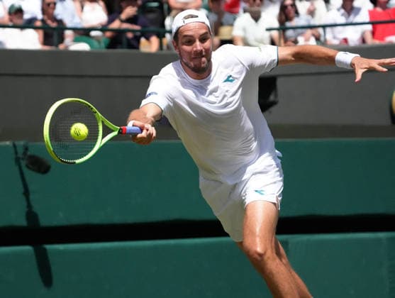 Tennis - 2026 Wimbledon Championships - Day Eight (Week Two) - All England Lawn Tennis & Croquet Club, London - Tuesday 7th July 2026 Court 1 : Mens Singles : Yannik Sinner (ITA) v Jan Lennard Struff (GER) Jan Lennard Struff (GER) COLORSPORT ANDREW COWIE 
