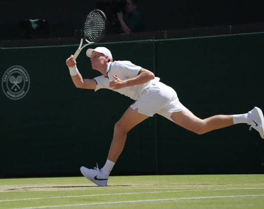 Tennis - 2026 Wimbledon Championships - Day Eight (Week Two) - All England Lawn Tennis & Croquet Club, London - Tuesday 7th July 2026 Court 1 : Mens Singles : Yannik Sinner (ITA) v Jan Lennard Struff (GER) Yannik Sinner (ITA) COLORSPORT ANDREW COWIE 