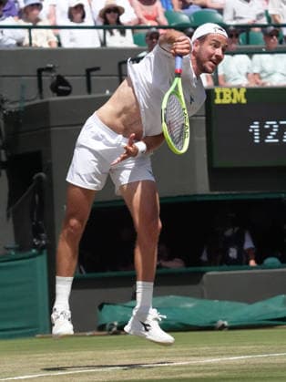 Tennis - 2026 Wimbledon Championships - Day Eight (Week Two) - All England Lawn Tennis & Croquet Club, London - Tuesday 7th July 2026 Court 1 : Mens Singles : Yannik Sinner (ITA) v Jan Lennard Struff (GER) Jan Lennard Struff (GER) COLORSPORT ANDREW COWIE 