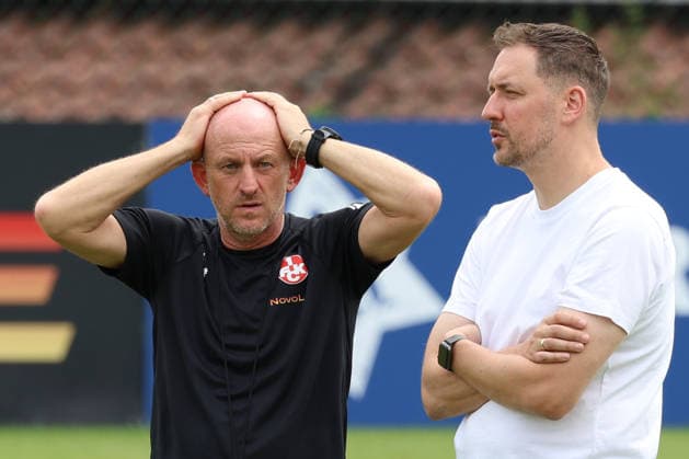 07.07.2026, xrekx, Fussball 2.Bundesliga, 1.FC Kaiserslautern - Training v.l. Torsten Lieberknecht Trainer (1.FC Kaiserslautern) Marcel Klos Sportdirektor (1.FC Kaiserslautern) (DFL DFB REGULATIONS PROHIBIT ANY USE OF PHOTOGRAPHS as IMAGE SEQUENCES and or QUASI-VIDEO) Kaiserslautern *** July 7, 2026, xrekx, Soccer 2. Bundesliga, 1 FC Kaiserslautern Training: Torsten Lieberknecht, Head Coach of 1 FC Kaiserslautern; Marcel Klos, Sporting Director of 1 FC Kaiserslautern; DFL and DFB regulations prohibit any use of photographs as image sequences and or quasi-video. Kaiserslautern