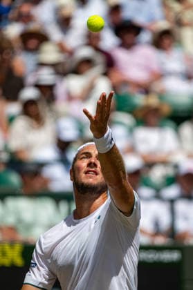 Tennis - Wimbledon Championship 2026 - Day 9 LONDON, ENGLAND - Tuesday, July 7, 2026: Jan-Lennard Struff (GER) during the Gentlemen s Singles Quarter-Final match on Day Nine of The Championships Wimbledon 2026 at the All England Lawn Tennis and Croquet Club. (Photo by Kirsten Holst Propaganda) LONDON All England Lawn Tennis and Croq GREATER LONDON ENGLAND  Copyright: xKirstenxHolstx 2026-07-07-005-Wimbledon_Day_9
