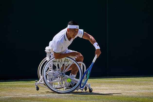 July 7, 2026, London, London, Great Britain: Tokito Oda of Japan serves during The Championships Wimbledon , 7.7.2026 in London (All England Lawn Tennis and Croquet Club), Great Britain Wheelchair Tennis 2026: Grand Slam: The Championships Wimbledon: 9th Day: 1st Round: ODA 6:3 6:1 REID  - ZUMAs343 20260707_zsp_s343_032 Copyright: xMathiasxSchulzx