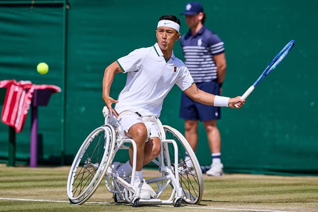July 7, 2026, London, London, Great Britain: Tokito Oda of Japan serves during The Championships Wimbledon , 7.7.2026 in London (All England Lawn Tennis and Croquet Club), Great Britain Wheelchair Tennis 2026: Grand Slam: The Championships Wimbledon: 9th Day: 1st Round: ODA 6:3 6:1 REID  - ZUMAs343 20260707_zsp_s343_041 Copyright: xMathiasxSchulzx