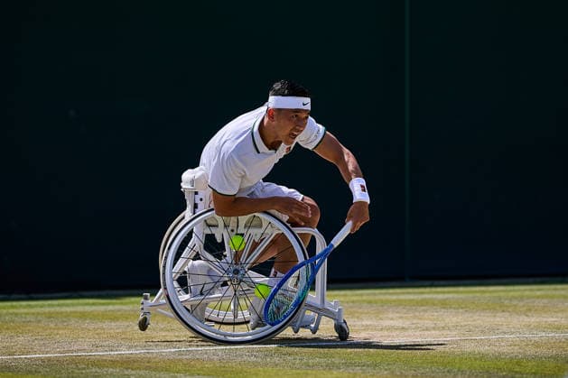 July 7, 2026, London, London, Great Britain: Tokito Oda of Japan serves during The Championships Wimbledon , 7.7.2026 in London (All England Lawn Tennis and Croquet Club), Great Britain Wheelchair Tennis 2026: Grand Slam: The Championships Wimbledon: 9th Day: 1st Round: ODA 6:3 6:1 REID  - ZUMAs343 20260707_zsp_s343_043 Copyright: xMathiasxSchulzx