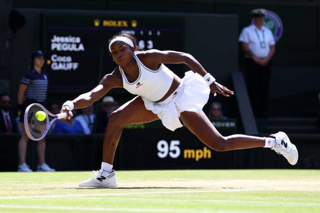 Coco Gauff during her quarter-final match Wimbledon Tennis Championships, Day 9, The All England Lawn Tennis and Croquet Club, London, UK - 07 Jul 2026London The All England Lawn Tennis and United Kingdom  Copyright: xKieranxMcManus Shutterstockx 16978030v