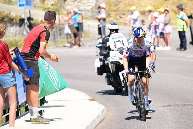 Slovenian Jan Tratnik of Red Bull-BORA-hansgrohe and Czech Mathias Vacek of Lidl-Trek pictured in action during stage 4 of the 2026 Tour de France cycling race, a stage of 181,9km from Carcassonne to Foix, on Tuesday 07 July 2026. The 113th edition of the Tour de France starts on Saturday 4 July in Barcelona, Spain, and will finish in Paris, France on the 26th of July. DAVIDxPINTENS  x180630034x
