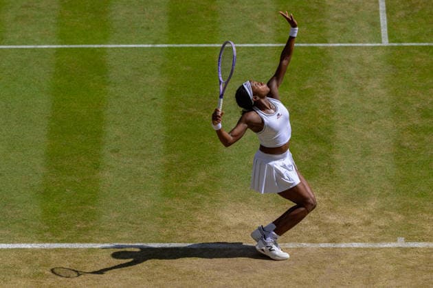 Day Nine: The Championships - Wimbledon 2026 LONDON, ENGLAND JULY 07 - Coco Gauff of United States during Ladies Quarter Finals against Jessica Pegula of United States at The Wimbledon Lawn Tennis Championship at Wimbledon on July 07, 2026 in London, England. (Photo by Keeran Marquis)  Copyright: xKeeranxMarquis Fotoarena SPPx Sportspressphoto_SPR186749