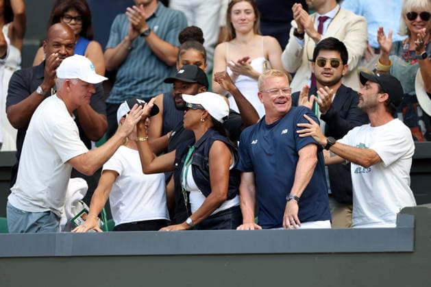 The team of Coco Gauff, including Jean-Christophe and Gavin MacMillan, celebrate her victory Wimbledon Tennis Championships, Day 9, The All England Lawn Tennis and Croquet Club, London, UK - 07 Jul 2026London The All England Lawn Tennis and United Kingdom  Copyright: xKieranxMcManus Shutterstockx 16978030aq