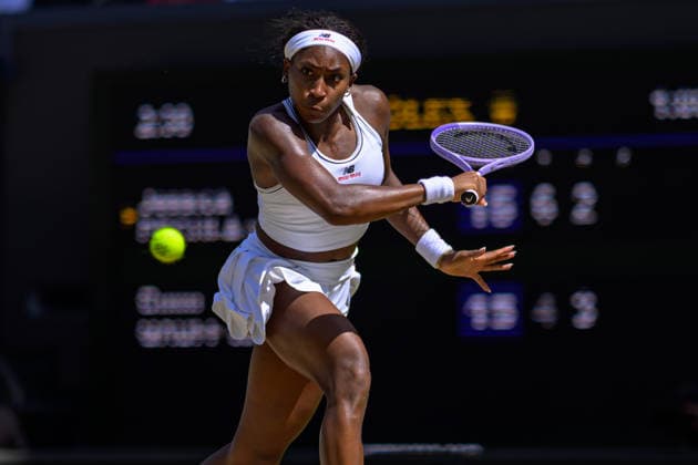 Day Nine: The Championships - Wimbledon 2026 LONDON, ENGLAND JULY 07 - Coco Gauff of United States during Ladies Quarter Finals against Jessica Pegula of United States at The Wimbledon Lawn Tennis Championship at Wimbledon on July 07, 2026 in London, England. (Photo by Keeran Marquis)  Copyright: xKeeranxMarquis Fotoarena SPPx Sportspressphoto_SPR186752