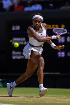 Day Nine: The Championships - Wimbledon 2026 LONDON, ENGLAND JULY 07 - Coco Gauff of United States during Ladies Quarter Finals against Jessica Pegula of United States at The Wimbledon Lawn Tennis Championship at Wimbledon on July 07, 2026 in London, England. (Photo by Keeran Marquis)  Copyright: xKeeranxMarquis Fotoarena SPPx Sportspressphoto_SPR186754
