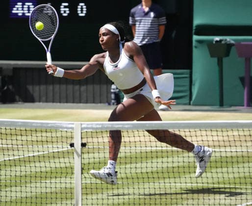 Tennis - 2026 Wimbledon Championships - Day Eight (Week Two) - All England Lawn Tennis & Croquet Club, London - Tuesday 7th July 2026 Center Court : Womens Singles : Jessica Pegula (USA) v Coco Gauff (USA) Coco Gauff (USA) COLORSPORT ANDREW COWIE 