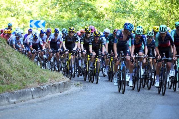 The pack of riders pictured in action during stage 4 of the 2026 Tour de France cycling race, a stage of 181,9km from Carcassonne to Foix, on Tuesday 07 July 2026. The 113th edition of the Tour de France starts on Saturday 4 July in Barcelona, Spain, and will finish in Paris, France on the 26th of July. DAVIDxPINTENS  x180636233x