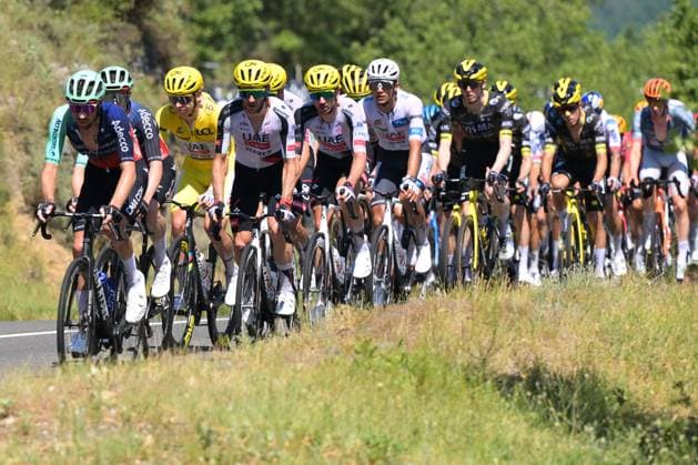 Slovenian Tadej Pogacar of UAE Team Emirates XRG wearing the yellow jersey of leader in the overall ranking pictured in action during stage 4 of the 2026 Tour de France cycling race, a stage of 181,9km from Carcassonne to Foix, on Tuesday 07 July 2026. The 113th edition of the Tour de France starts on Saturday 4 July in Barcelona, Spain, and will finish in Paris, France on the 26th of July. DAVIDxPINTENS  x180636933x