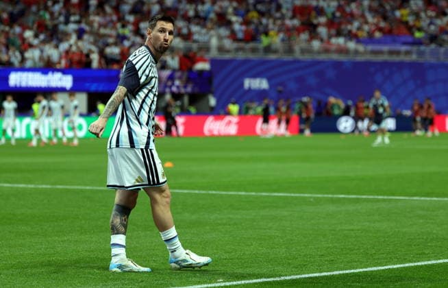 FIFA World Cup, WM, Weltmeisterschaft, Fussball 2026 - Round of 16 - Argentina vs Egypt Lionel Messi of Argentina during warm up ahead of the FIFA World Cup 2026 Round of 16 match Argentina against Egypt, in Atlanta, USA, 07 July 2026. ATLANTA United States  Copyright: xCRISTOBALxHERRERA-ULASHKEVICHx