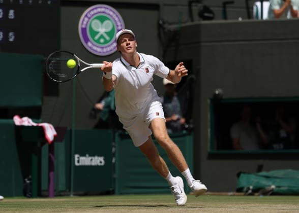RECORD DATE NOT STATED 7th July 2026; All England Lawn Tennis and Croquet Club, London, England; Wimbledon Tennis Tournament, Day Nine; Jannik Sinner (ITA) with a forehand shot to Jan-Lennard Struff (GER) JohnxPatrickxFletcher