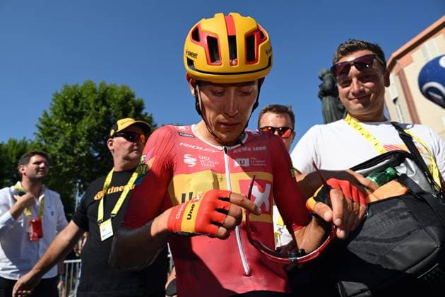 Norwegian Torstein Traeen of Uno-X Mobility pictured after stage 4 of the 2026 Tour de France cycling race, a stage of 181,9km from Carcassonne to Foix, on Tuesday 07 July 2026. The 113th edition of the Tour de France starts on Saturday 4 July in Barcelona, Spain, and will finish in Paris, France on the 26th of July. SZYMON GRUCHALSKI SzymonxGruchalski  x180645474x