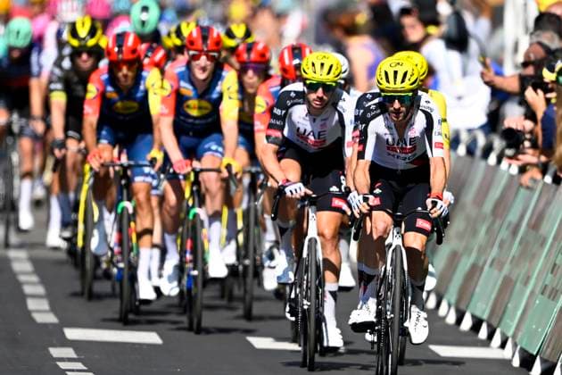 Tour de France 2026 Stage 4 FOIX, FRANCE - JULY 07 : riders of team UAE Team Emirates - XRG during stage 4 of the 113rd edition of Tour de France an UCI World Tour 2.UWT cycling road race stage for Men Elite of 182 km with start in Carcassonne and finish in Foix on July 7, 2026 in Foix, France, 07 07 2026 Foix France  Copyright: xTomasxSiskx