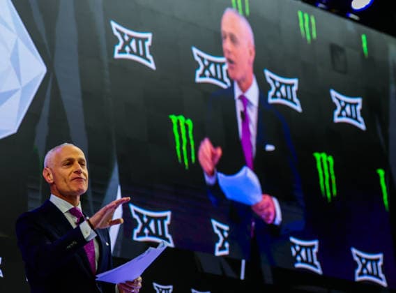 July 7, 2026, Frisco, Texas, USA: FRISCO, TX : BIG 12 commissioner Brent Yorkman addresses the media at the beginning of the 2026 Monster Energy Big 12 Football Media Day at the Ford Center in Frisco on Tuesday morning. Frisco USA - ZUMAm257 20260707_zsp_m257_014 Copyright: xBrianxMcLeanx