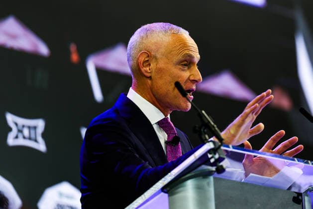July 7, 2026, Frisco, Texas, USA: FRISCO, TX : BIG 12 commissioner Brent Yorkman addresses the media at the beginning of the 2026 Monster Energy Big 12 Football Media Day at the Ford Center in Frisco on Tuesday morning. Big 12 Commissioner BRENT YORKMAN Addresses The Media  - ZUMAm257 20260707_zsp_m257_017 Copyright: xBrianxMcLeanx