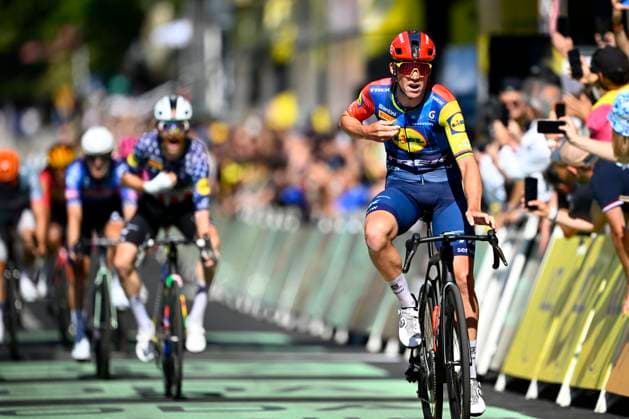 Tour de France 2026 Stage 4 FOIX, FRANCE - JULY 07 : Pedersen Mads (DEN) of Lidl - Trek wins during stage 4 of the 113rd edition of Tour de France an UCI World Tour 2.UWT cycling road race stage for Men Elite of 182 km with start in Carcassonne and finish in Foix on July 7, 2026 in Foix, France, 07 07 2026 Foix France  Copyright: xTomasxSiskx