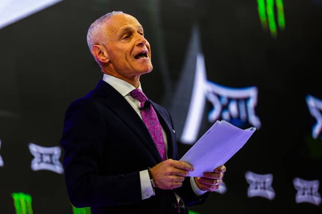 July 7, 2026, Frisco, Texas, USA: FRISCO, TX : BIG 12 commissioner Brent Yorkman addresses the media at the beginning of the 2026 Monster Energy Big 12 Football Media Day at the Ford Center in Frisco on Tuesday morning. Big 12 Commissioner BRENT YORKMAN Addresses The Media  - ZUMAm257 20260707_zsp_m257_025 Copyright: xBrianxMcLeanx