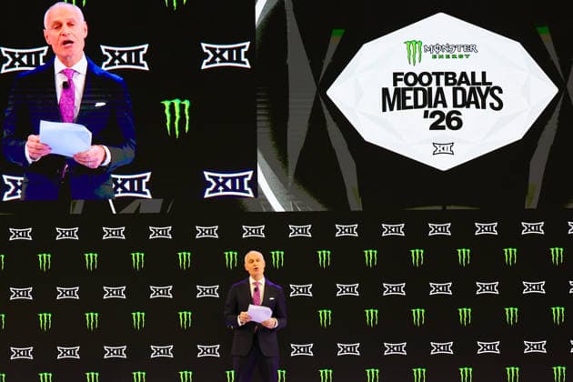 July 7, 2026, Frisco, Texas, USA: FRISCO, TX : BIG 12 commissioner Brent Yorkman addresses the media at the beginning of the 2026 Monster Energy Big 12 Football Media Day at the Ford Center in Frisco on Tuesday morning. Frisco USA - ZUMAm257 20260707_zsp_m257_027 Copyright: xBrianxMcLeanx