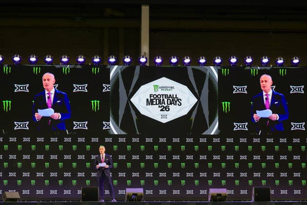 July 7, 2026, Frisco, Texas, USA: FRISCO, TX : BIG 12 commissioner Brent Yorkman addresses the media at the beginning of the 2026 Monster Energy Big 12 Football Media Day at the Ford Center in Frisco on Tuesday morning. Frisco USA - ZUMAm257 20260707_zsp_m257_028 Copyright: xBrianxMcLeanx