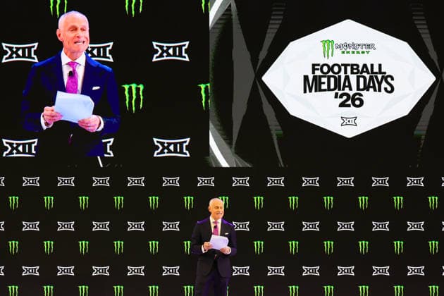July 7, 2026, Frisco, Texas, USA: FRISCO, TX : BIG 12 commissioner Brent Yorkman addresses the media at the beginning of the 2026 Monster Energy Big 12 Football Media Day at the Ford Center in Frisco on Tuesday morning. Frisco USA - ZUMAm257 20260707_zsp_m257_029 Copyright: xBrianxMcLeanx