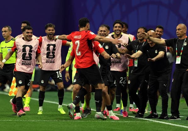 FIFA World Cup, WM, Weltmeisterschaft, Fussball 2026 - Round of 16 - Argentina vs Egypt Yasser Ibrahim of Egypt (C) celebrates scoring the 1-0 with teammates during the FIFA World Cup 2026 Round of 16 match Argentina against Egypt, in Atlanta, USA, 07 July 2026. ATLANTA United States  Copyright: xCRISTOBALxHERRERA-ULASHKEVICHx