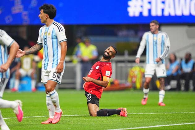 Argentina v Egypt - FIFA World Cup, WM, Weltmeisterschaft, Fussball 2026 - Round of 16 ATLANTA, USA - JULY 07: Mohamed Salah (10) of Egypt celebrates after Yasser Ibrahim s goal during the 2026 FIFA World Cup Round of 16 match between Argentina and Egypt at Mercedes-Benz Stadium (Atlanta Stadium) in Atlanta, Georgia, United States on July 07, 2026. Evrim Aydin Anadolu Georgia United States. Editorial use only. Please get in touch for any other usage.  Copyright: x2026xAnadoluxEvrimxAydinx