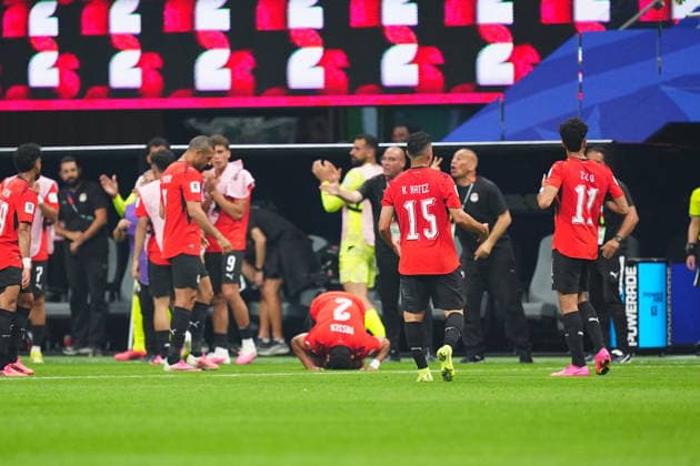 Argentina v Egypt - FIFA World Cup, WM, Weltmeisterschaft, Fussball 2026 - Round of 16 ATLANTA, USA - JULY 07: Yasser Ibrahim (2) of Egypt celebrates with his teammates after scoring a goal during the 2026 FIFA World Cup Round of 16 match between Argentina and Egypt at Mercedes-Benz Stadium (Atlanta Stadium) in Atlanta, Georgia, United States on July 07, 2026. Evrim Aydin Anadolu Georgia United States. Editorial use only. Please get in touch for any other usage.  Copyright: x2026xAnadoluxEvrimxAydinx