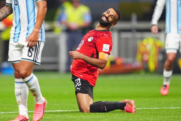 Argentina v Egypt - FIFA World Cup, WM, Weltmeisterschaft, Fussball 2026 - Round of 16 ATLANTA, USA - JULY 07: Mohamed Salah (10) of Egypt celebrates after Yasser Ibrahim s goal during the 2026 FIFA World Cup Round of 16 match between Argentina and Egypt at Mercedes-Benz Stadium (Atlanta Stadium) in Atlanta, Georgia, United States on July 07, 2026. Evrim Aydin Anadolu Georgia United States. Editorial use only. Please get in touch for any other usage.  Copyright: x2026xAnadoluxEvrimxAydinx