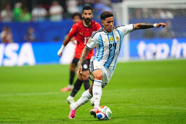 Argentina v Egypt - FIFA World Cup, WM, Weltmeisterschaft, Fussball 2026 - Round of 16 ATLANTA, USA - JULY 07: Enzo Fernandez of Argentina in action during the 2026 FIFA World Cup Round of 16 match between Argentina and Egypt at Mercedes-Benz Stadium (Atlanta Stadium) in Atlanta, Georgia, United States on July 07, 2026. Evrim Aydin Anadolu Georgia United States. Editorial use only. Please get in touch for any other usage.  Copyright: x2026xAnadoluxEvrimxAydinx
