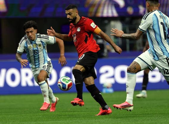 FIFA World Cup, WM, Weltmeisterschaft, Fussball 2026 - Round of 16 - Argentina vs Egypt Mohamed Salah of Egypt (C) in action during the FIFA World Cup 2026 Round of 16 match Argentina against Egypt, in Atlanta, USA, 07 July 2026. ATLANTA United States  Copyright: xCRISTOBALxHERRERA-ULASHKEVICHx