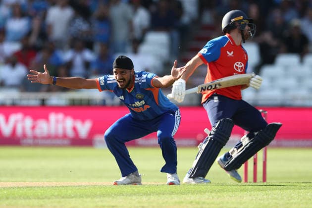 England v India, International T20 India s Arshdeep Singh appeals for LBW against England s Phil Salt during the 3rd International T20 match between England and India at Trent Bridge, Nottingham, UK on 7 July 2026. Nottingham Trent Bridge Nottinghamshire UK Editorial use only , Copyright: xJohnxMallettx PSI-24469-0009