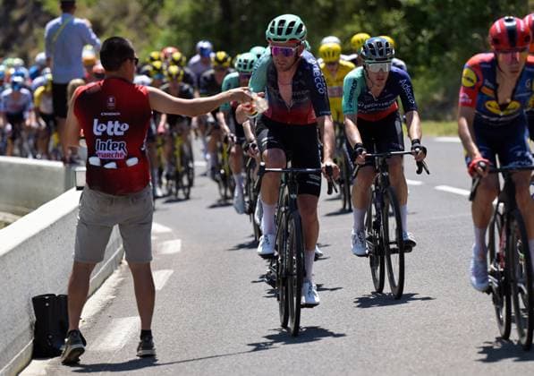 Belgian Tiesj Benoot of Decathlon CMA CGM Team pictured in action during stage 4 of the 2026 Tour de France cycling race, a stage of 181,9km from Carcassonne to Foix, on Tuesday 07 July 2026. The 113th edition of the Tour de France starts on Saturday 4 July in Barcelona, Spain, and will finish in Paris, France on the 26th of July. DAVIDxPINTENS  x180651545x